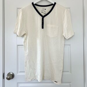 On The Byas // NWOT Men's V-neck Henley Short Sleeve Shirt (White and Navy)